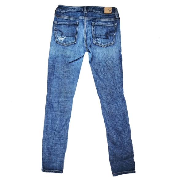 🎉 LAST CHANCE! 🎉 American Eagle Distressed Super Stretch Jeggings Size 4 Short - Picture 3 of 9